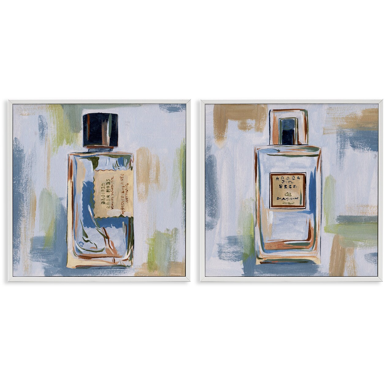 Stupell Industries Abstract Cologne Perfume Bottle 2 pc Framed Giclee Wall Art Set Design by Melissa Wang
